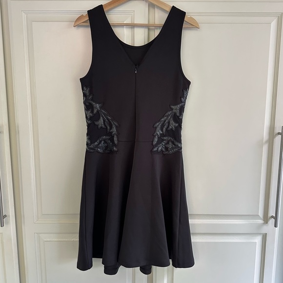 NWT S Mystree Black Faux Leather Embellished A-line Dress - Picture 3 of 6